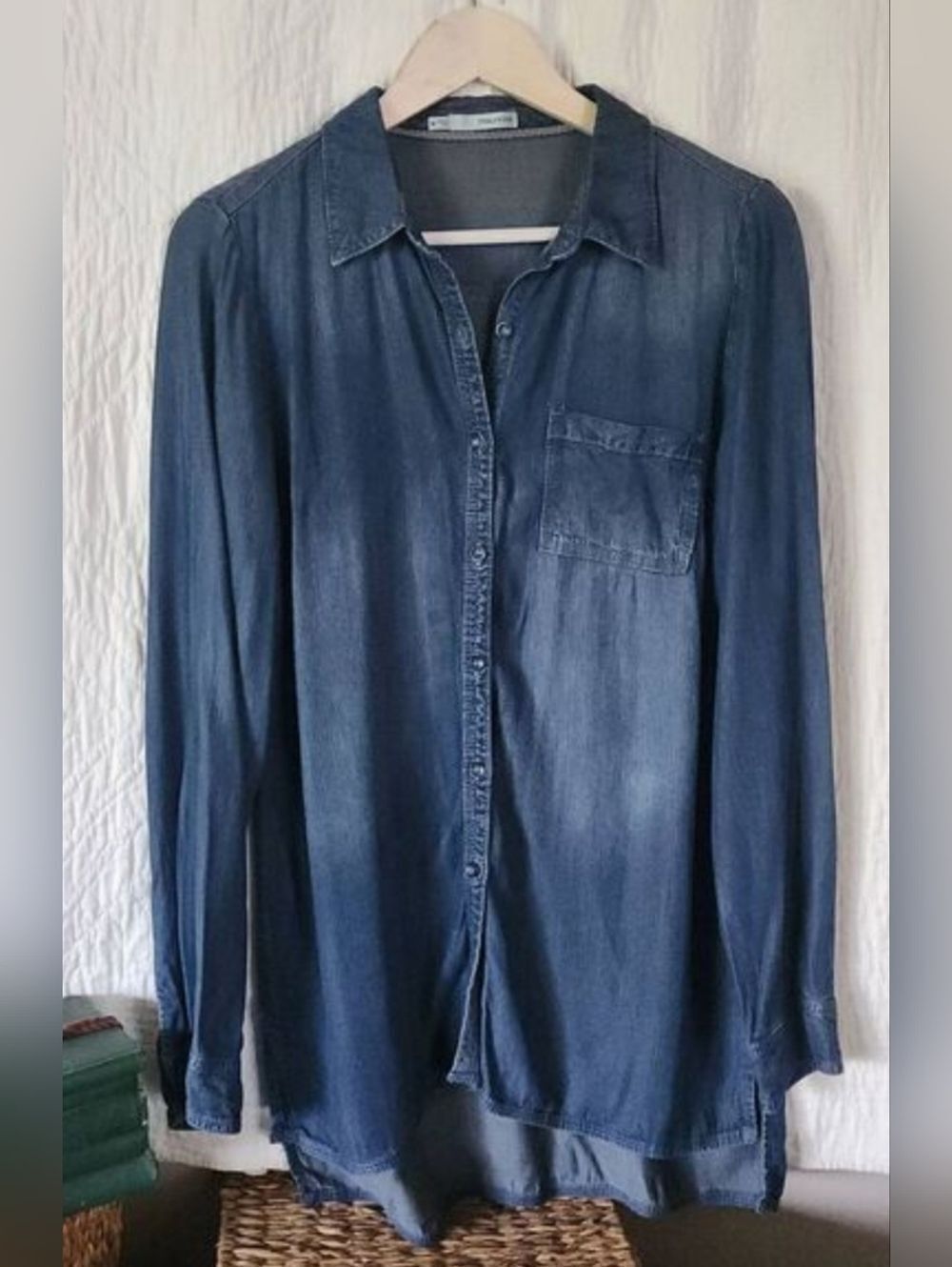 Maurices Washed Indigo Chambray Button Front Shirt